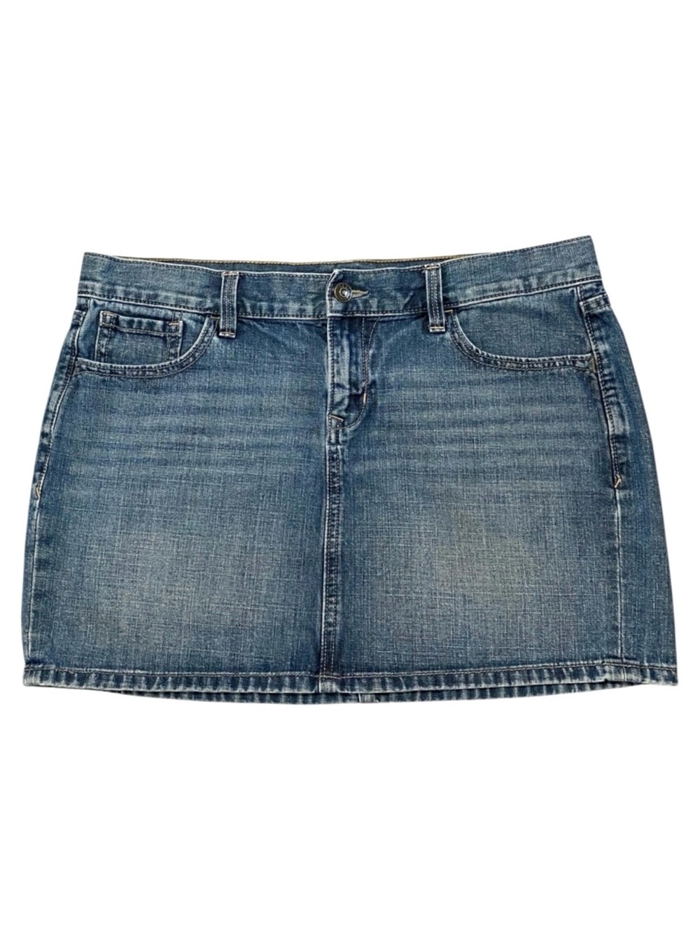Old Navy Y2K Low Rise Denim Mini Skirt 10 Cowgirl Western McBling Medium Wash - Picture 2 of 11